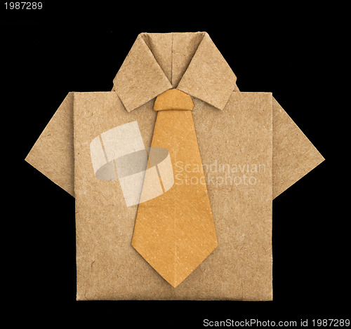 Image of Isolated paper made brown shirt.