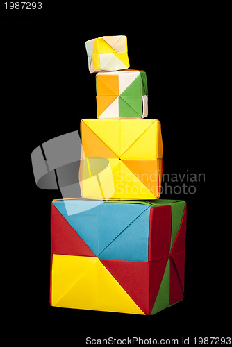 Image of Paper cubes folded origami style.