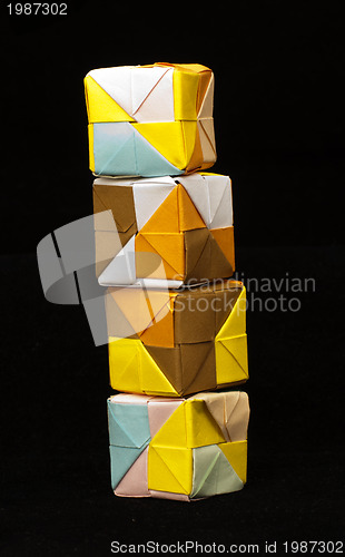 Image of Paper cubes folded origami style.