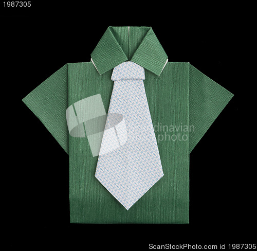 Image of Isolated paper made green shirt.