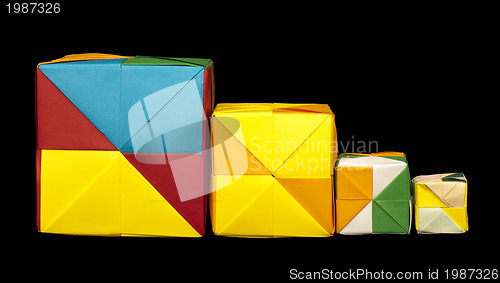 Image of Paper cubes folded origami style.