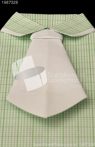 Image of Isolated paper made green plaid shirt.