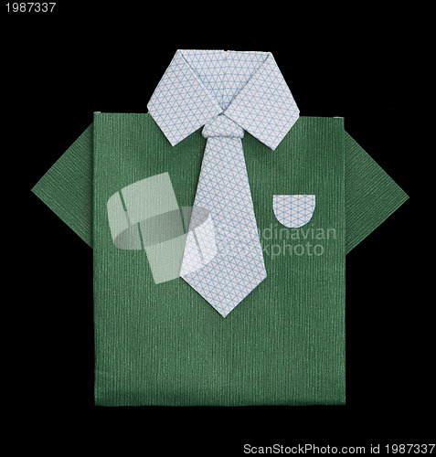 Image of Isolated paper made green shirt.