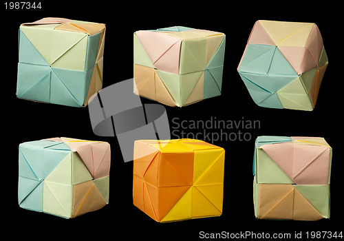 Image of Paper cubes folded origami style.