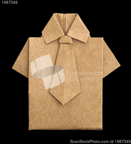 Image of Isolated paper made brown shirt.
