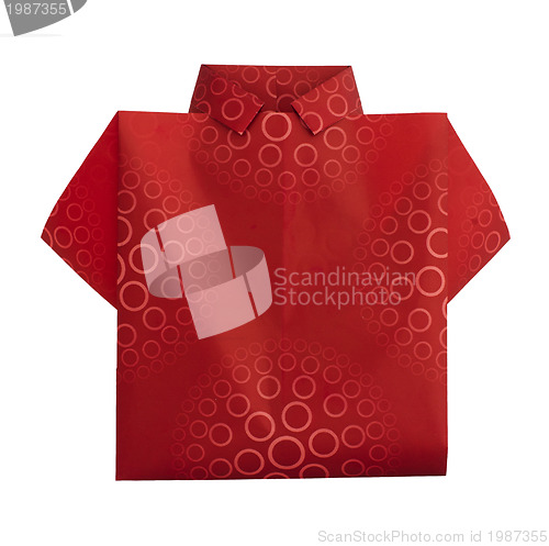 Image of Isolated paper made red shirt.