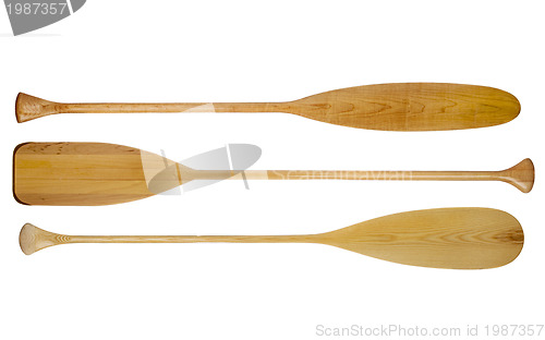 Image of wooden canoe paddles