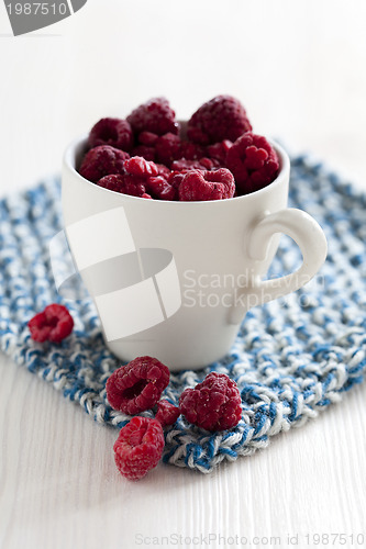 Image of Fresh raspberries in cup