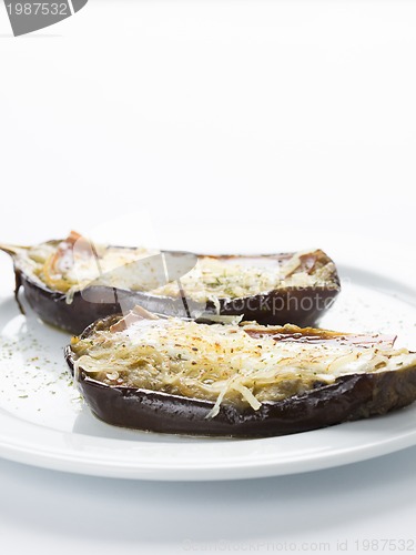 Image of filled eggplant vegetal food