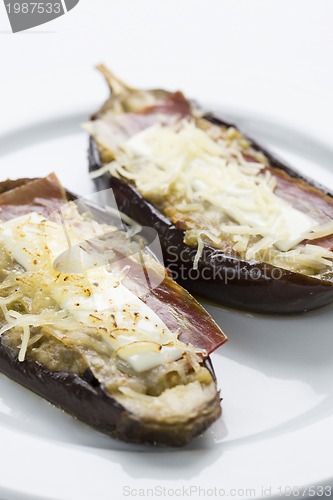 Image of filled eggplant vegetal food