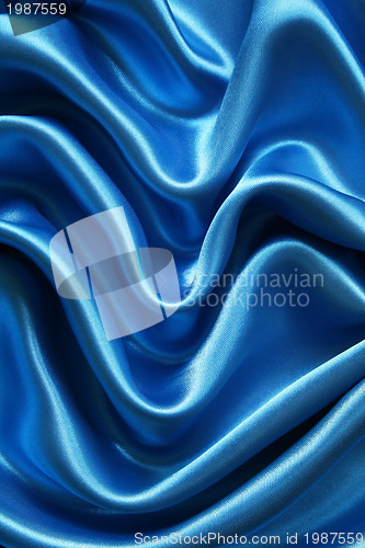 Image of Smooth elegant dark blue silk can use as background 
