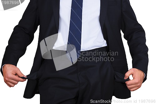 Image of businessman with empty pockets