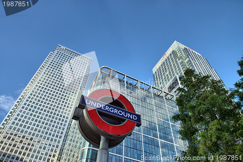 Image of LONDON - SEP 27: The London Underground sign outside the Canary 