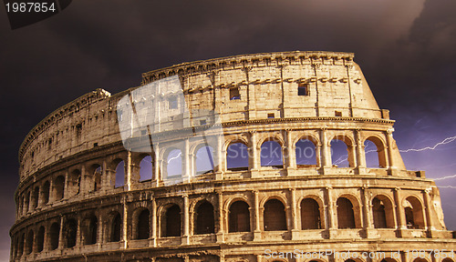 Image of The Colosseum in Rome with Dramatic sky