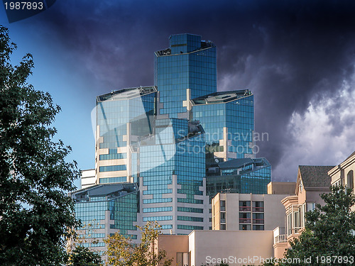 Image of Group of Skyscrapers with Storm Approaching, San Diego