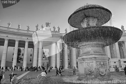 Image of Fountain in Piazza San Pietro - St Peter Square - Rome