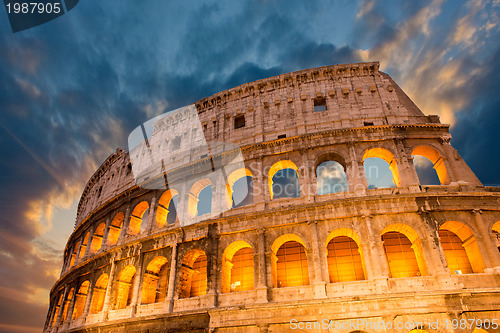 Image of Wonderful view of Colosseum in all its magnificience - Autumn su