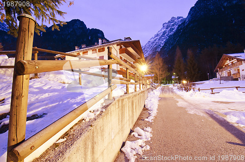 Image of Night Landscape of Dolomites during Winter