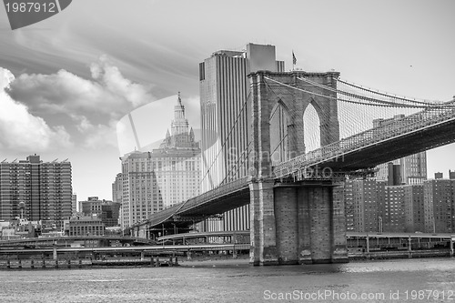 Image of Manhattan Skyscrapers with dramatic Sky on background