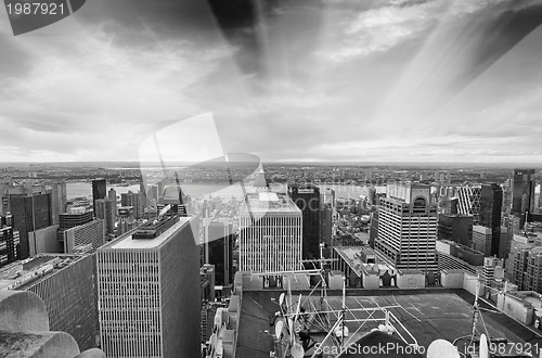 Image of New York City - Manhattan skyline at winter sunset