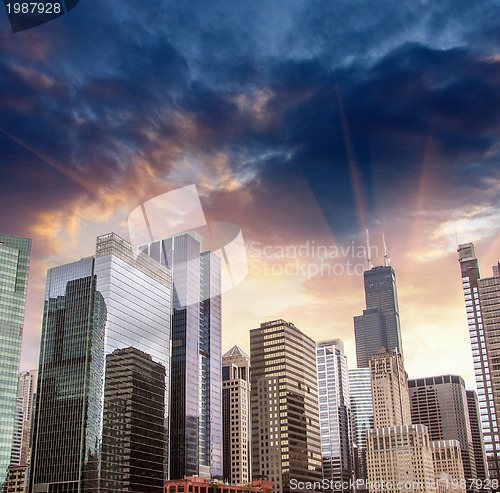 Image of Skyscrapers and Skyline of Chicago, Illinois - USA