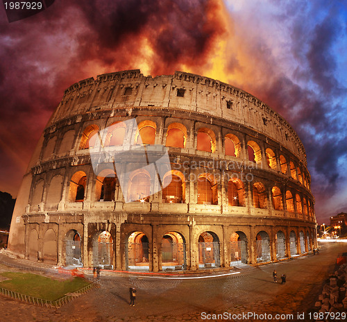 Image of Wonderful view of Colosseum in all its magnificience - Autumn su