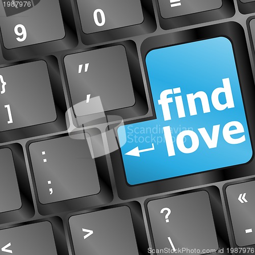 Image of A keyboard with a find love button - social concept