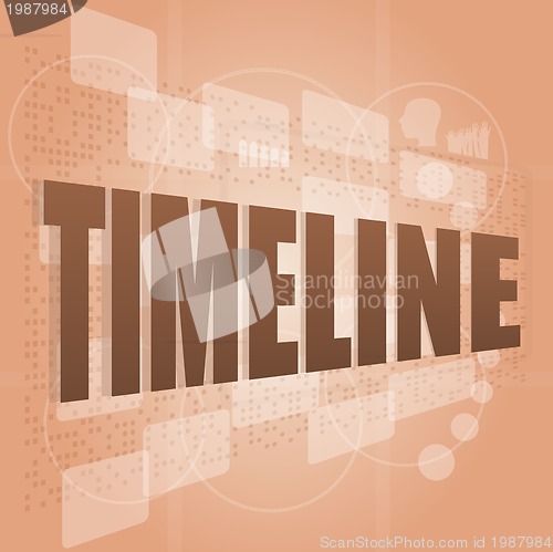 Image of words time line on digital screen, business time concept
