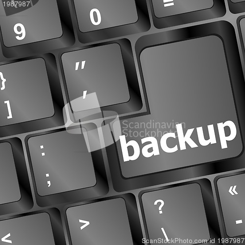 Image of Backup computer key in black for archiving and storage