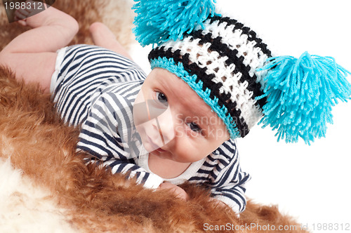 Image of Newborn baby striped hat