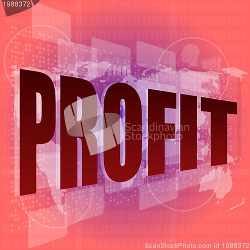 Image of profit word on digital screen with world map - business concept