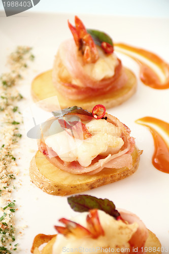 Image of Shrimp On Potato Slices