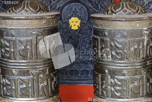 Image of detail of prayer wheels in nepal