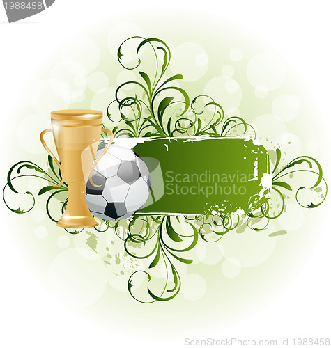 Image of Grunge floral football card with ball and prize