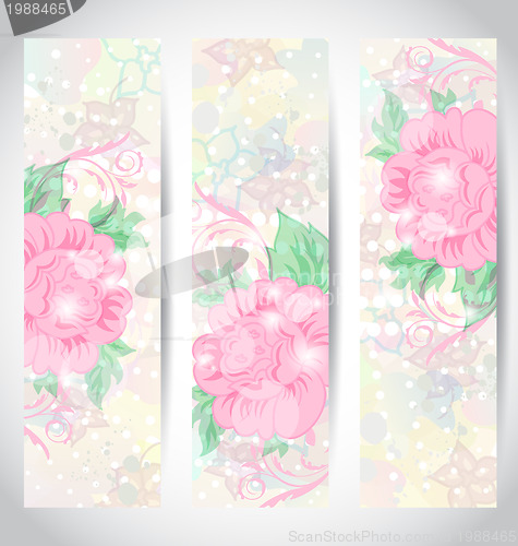Image of Set romantic beautiful cards with flower