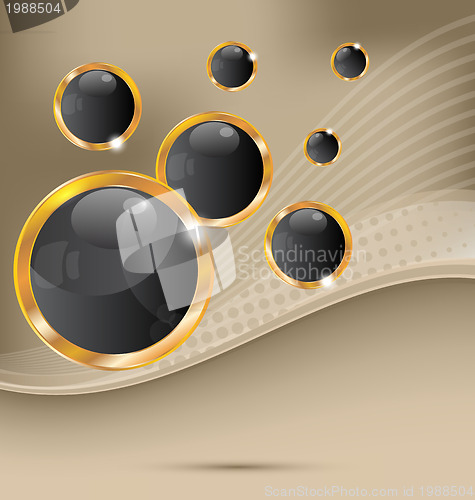 Image of Golden speech bubbles, abstract background