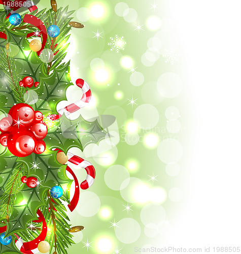 Image of Christmas glowing background with holiday decoration