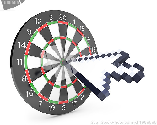 Image of Arrow cursor hits the dartboard