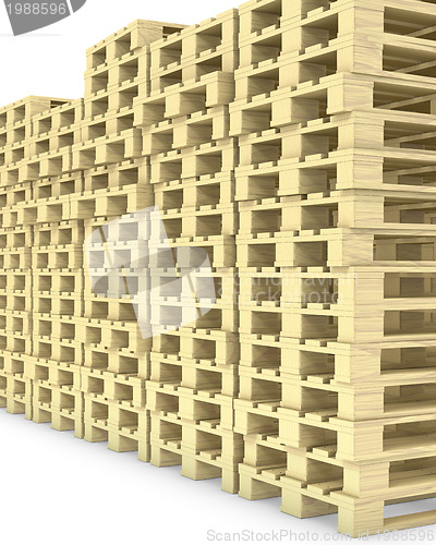 Image of Large group of wooden pallets