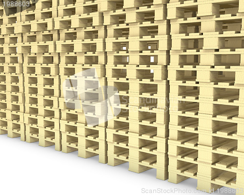 Image of Large group of wooden pallets