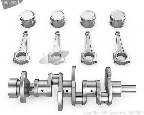 Image of Crankshaft, pistons and connecting rods