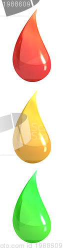 Image of Shiny drop colored as traffic light