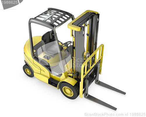 Image of Yellow fork lift truck, top view