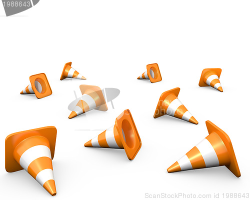 Image of Large group of traffic cones