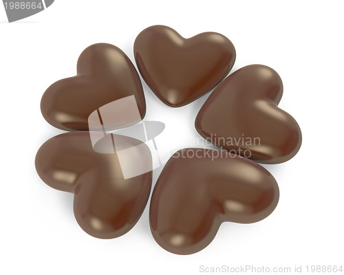 Image of Five heart shaped chocolate candies