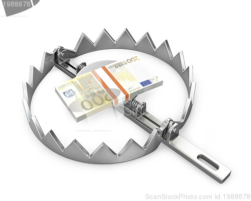 Image of Bundle of 200 euro in a bear trap