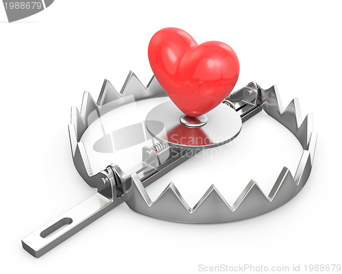 Image of Red heart in a bear trap