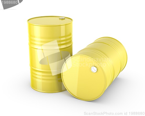 Image of Two yellow barrels