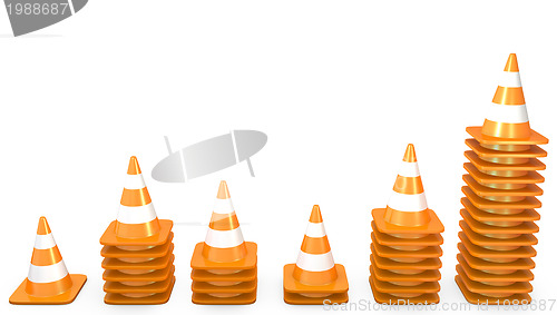 Image of Graph of growth made of traffic cones