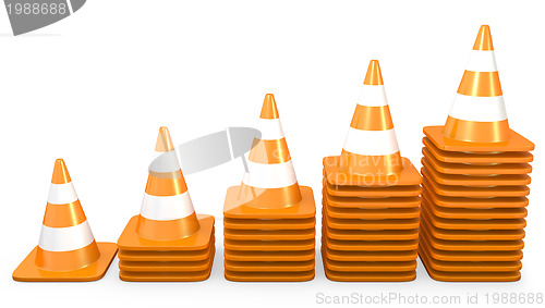 Image of Graph of growth made of traffic cones